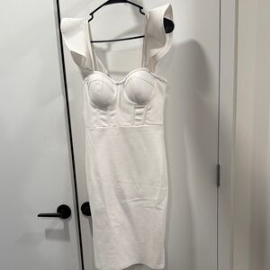 Fashion Nova White Dress with Gold Zipper